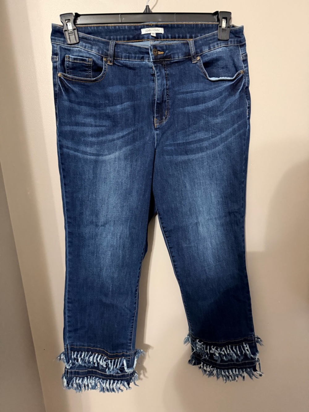 John Mark Brand Dark Blue Frayed Hem Women's Jeans